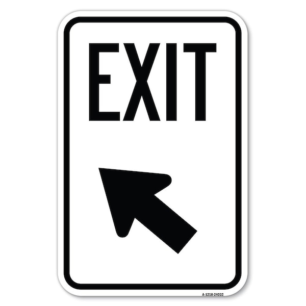 Exit Sign Exit with Left Arrow Heavy-Gauge Aluminum Sign, 12" H, 18" L, A-1218-24032